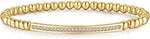 Gold Beaded Chain Bracelet With Dainty Topaz Curved Bar
