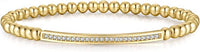 Gold Beaded Chain Bracelet With Dainty Topaz Curved Bar With Clasp