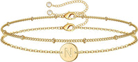 Gold Initial Bracelet Set