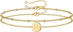 Gold Initial Bracelet Set