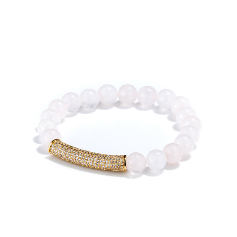 Love Gemstone Intention Bracelet With Curve Gold Sparkle Bar (8mm)