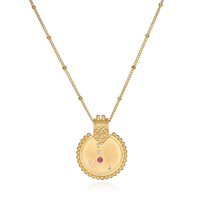 Constellation Zodiac Cancer Ruby Necklace