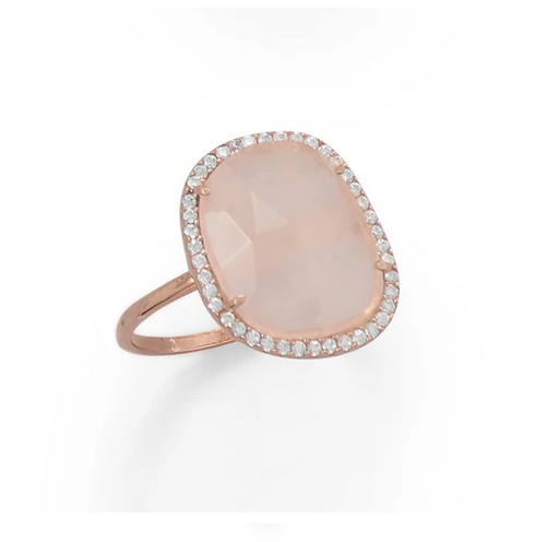 Halo Love Rose Quartz Ring