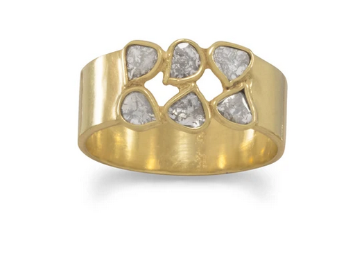 Lux 14 Karat Gold Plated Polki Diamond Ring