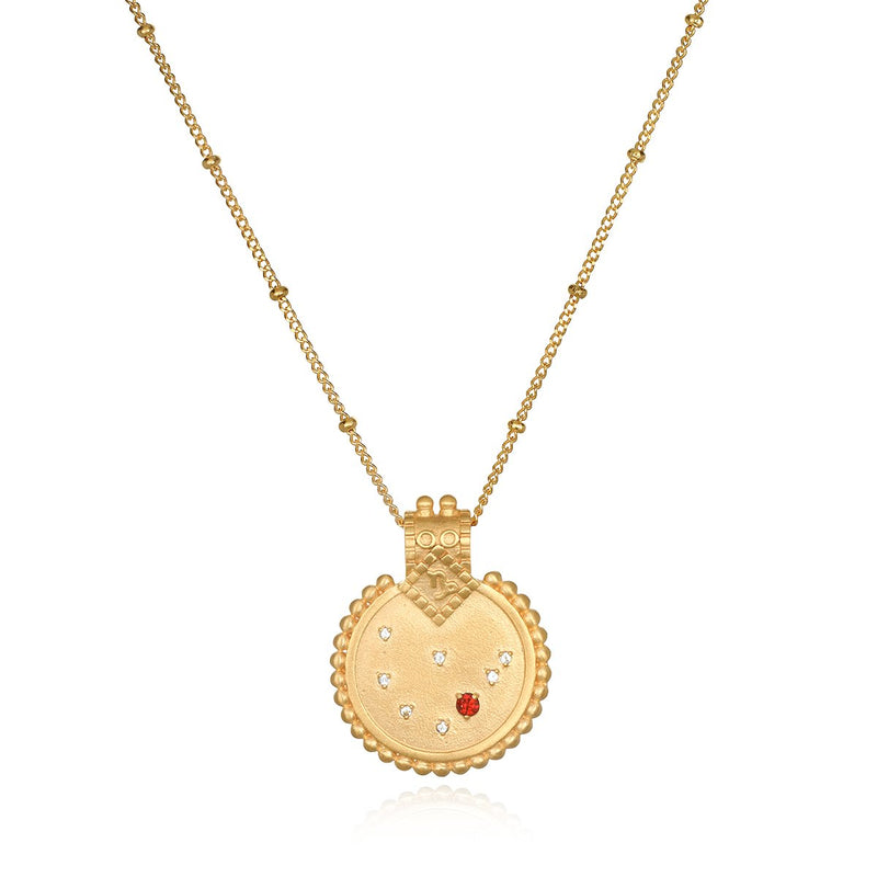 Constellation Zodiac Capricorn Red Garnet Necklace