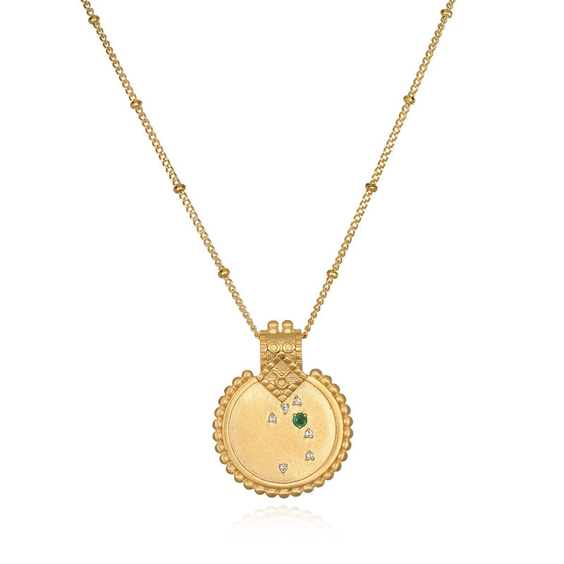 Constellation Zodiac Taurus Emerald Necklace